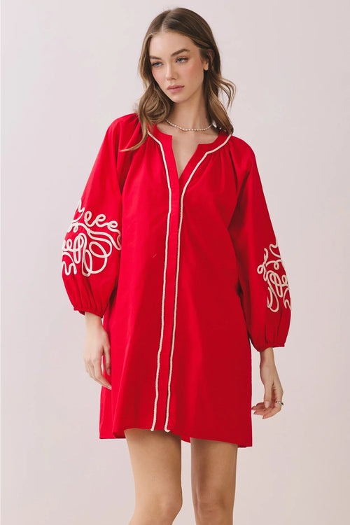 Loose Baby Doll Silhouette Neckline With Contrast Trim Detailing Dress